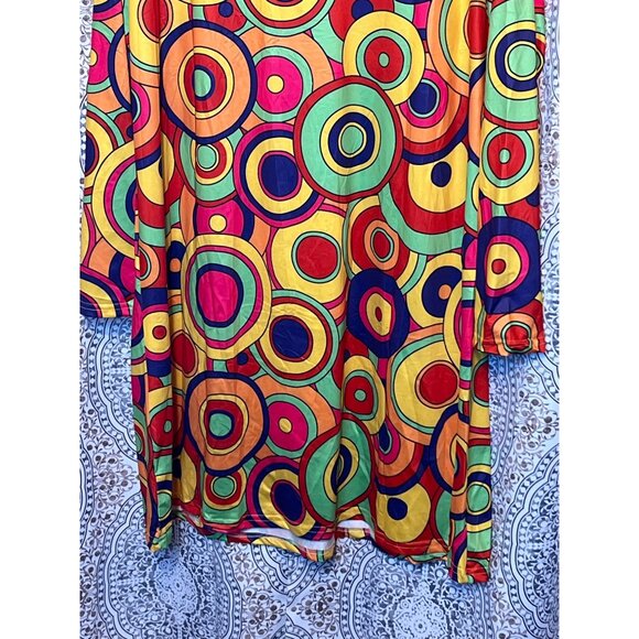 Hippie Costume Dress Size 3X Colorful Circle Pattern Long Sleeve with accessorie - Picture 7 of 12